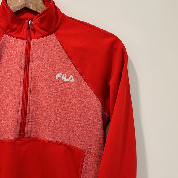 FILA 90s Style Red Half Zip Sport Jacket with Thumb Holes - Picture 2 of 7
